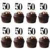 10 PCS Black 50th Birthday Cupcake Decorations - Glitter Number 50 Cupcake Decor, Celebrate 50th Birthday, Anniversary Party Cupcake Toppers view 1