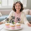 10 PCS Black 50th Birthday Cupcake Decorations - Glitter Number 50 Cupcake Decor, Celebrate 50th Birthday, Anniversary Party Cupcake Toppers view 2