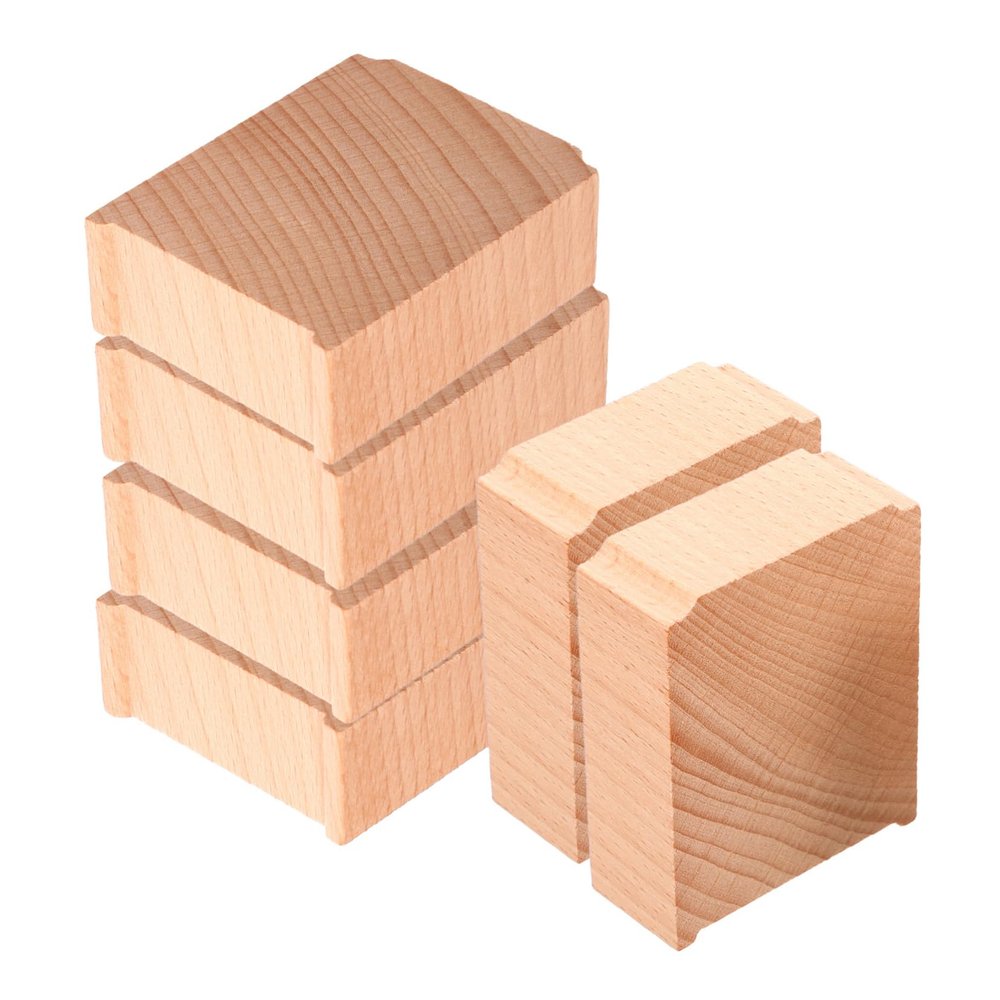 DECHOUS 6pcs Wooden Train Track Bridge Supports Elevated Risers for Railway Fine Motor Skill Development Compatible with Major Wooden Train Accessories