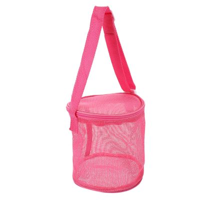 BESPORTBLE Portable Childrens Mesh Beach Bucket Organizer for Sand Play and Shell Collecting Lightweight Sand Storage Bag for Outdoor Trips and Swimming Gear in Rose Red Random Color
