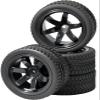 4PCS 1/10 RC On Road Tires and Wheels, Soft Rubber Touring Tires Foam Insert and Nylon Wheels with 12mm Hex Fits for 1/10 Tamiya HPS HPI KYOSHO Traxxas XV02 XV01 TT01 TT02 PTG2 A959 (G-Black) view 1