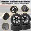 4PCS 1/10 RC On Road Tires and Wheels, Soft Rubber Touring Tires Foam Insert and Nylon Wheels with 12mm Hex Fits for 1/10 Tamiya HPS HPI KYOSHO Traxxas XV02 XV01 TT01 TT02 PTG2 A959 (G-Black) view 4
