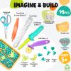 Cardboard Tools for Kids 98 Pcs, Resuable Cardboard Construction Tools with Cutter for Family & Classrom Activities, STEM Educational Construction Building Kit Toys for Boys & Girls Ages 5+ (98 PCS) view 3