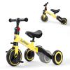 DollarDash 3 in 1 Tricycle for Toddler Age 2-5 Years Old, Folding Kids Balance Bike with Adjustable Seat & Removable Pedal, Indoor Outdoor Ride-on Toy for Infant, Baby Trike for Boy and Girl, Yellow view 2