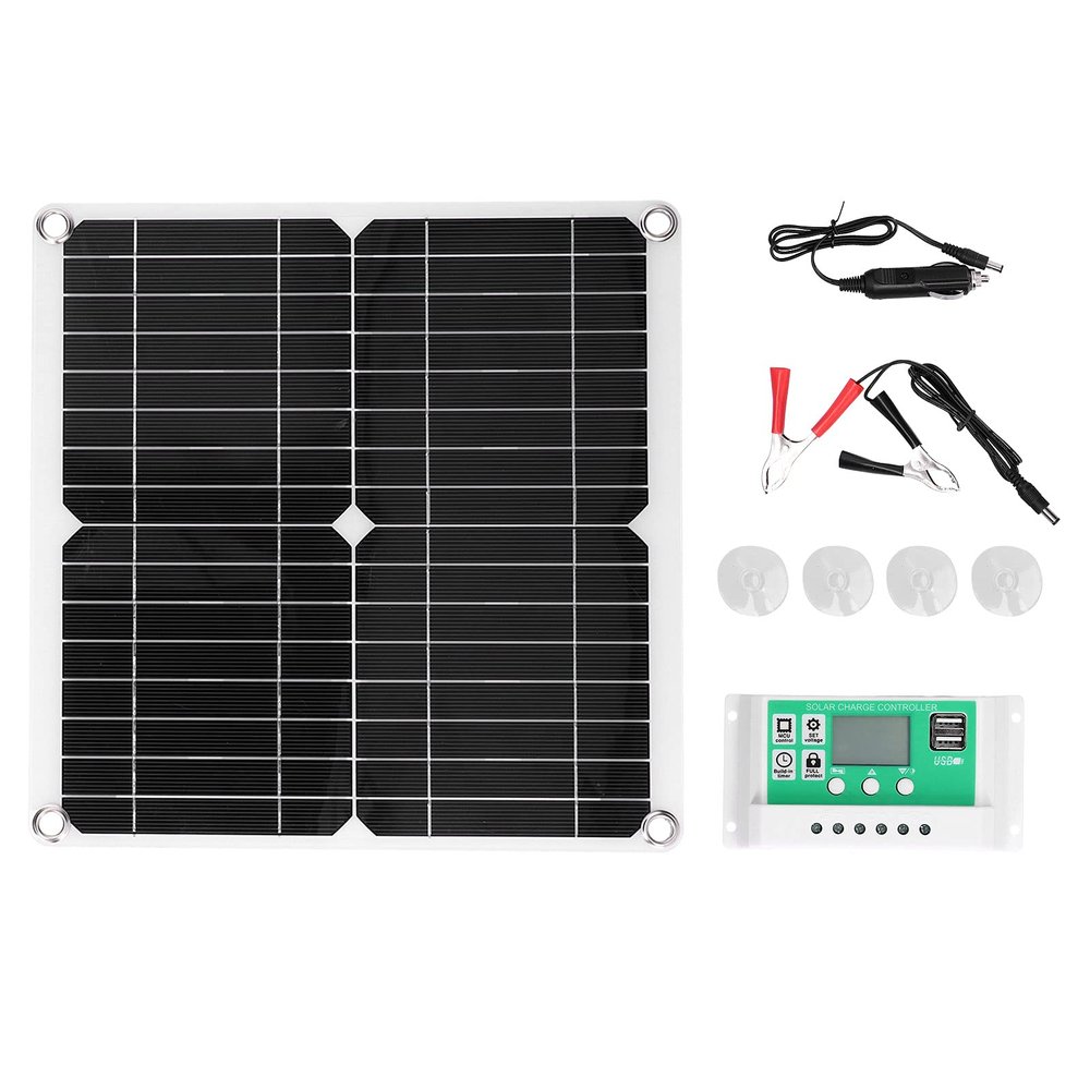 Monocrystalline Silicone Solar Panel Kit, 40W 18V Flexible Controller Solar Panel Kit Solar Power Charger Charging Accessories for Car RV Camping