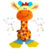 WHNKFB Baby Teether Rattle Toy - Soft Giraffe Plush with Crinkle Squeaky Sound, Sensory Shaker for Newborns 0-12 Months, Infant Learning and Travel Stroller Toy view 1