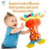 WHNKFB Baby Teether Rattle Toy - Soft Giraffe Plush with Crinkle Squeaky Sound, Sensory Shaker for Newborns 0-12 Months, Infant Learning and Travel Stroller Toy view 3