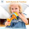 WHNKFB Baby Teether Rattle Toy - Soft Giraffe Plush with Crinkle Squeaky Sound, Sensory Shaker for Newborns 0-12 Months, Infant Learning and Travel Stroller Toy view 4