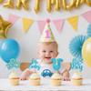 12 PCS Baby Boy Christening Cupcake Toppers - Blue Glitter Gender Reveal Cupcake Decorations with Tie, Onesie & Bottle Designs for Birthday Party Cupcake Decor view 3