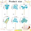 12 PCS Baby Boy Christening Cupcake Toppers - Blue Glitter Gender Reveal Cupcake Decorations with Tie, Onesie & Bottle Designs for Birthday Party Cupcake Decor view 4