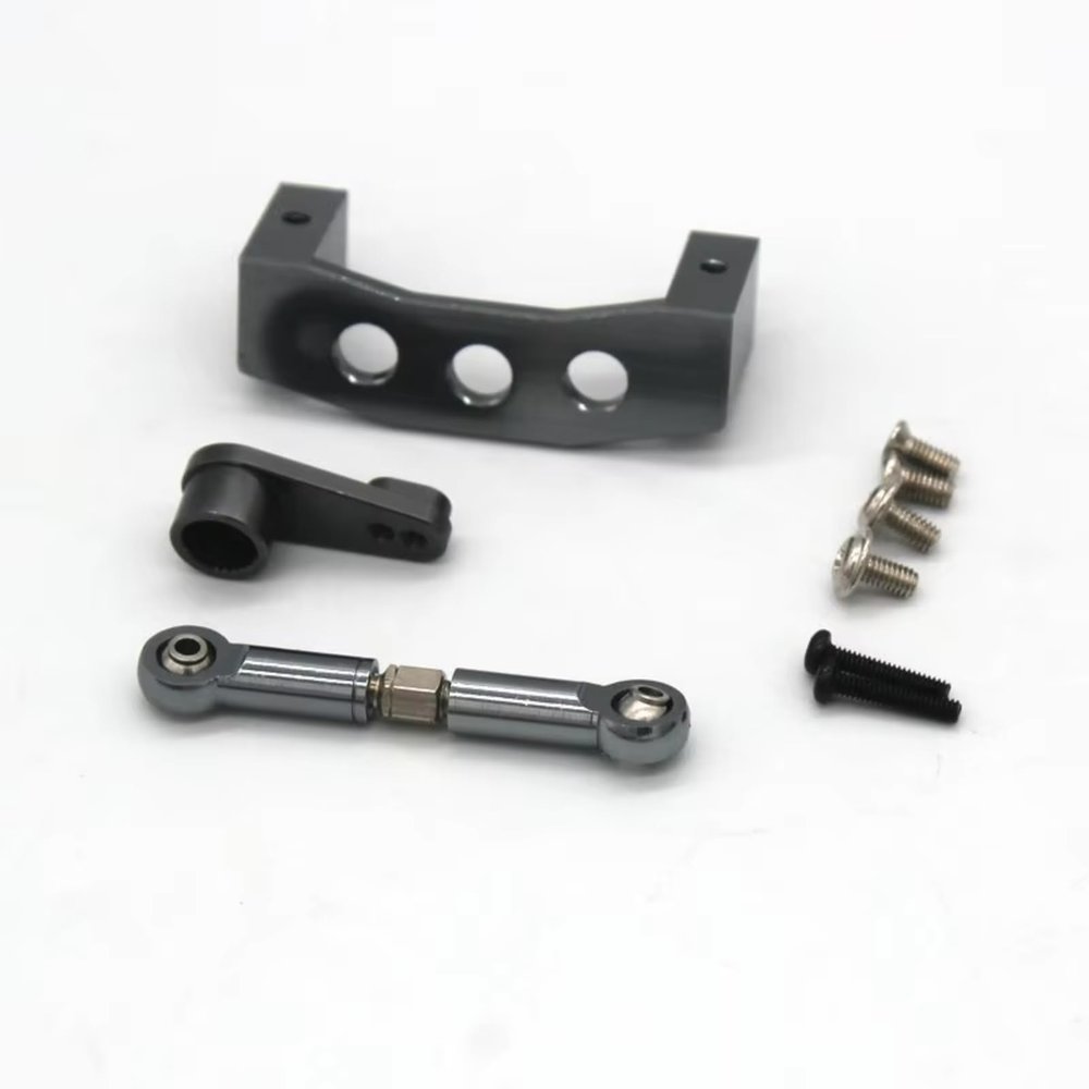 RC Parts For Wltoys 144001 144010 124016 124017 124018 124019 Steering Gear For Seat Tie Rod RC Car Metal Upgrade Repairs Accessories(Gray)
