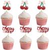 12 PCS Cherry Cupcake Toppers - Red Glitter Fruit Theme Cupcake Decorations, Baby Shower, Girls Birthday Party, Bridal Shower Cupcake Decor Supplies view 1