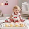 12 PCS Cherry Cupcake Toppers - Red Glitter Fruit Theme Cupcake Decorations, Baby Shower, Girls Birthday Party, Bridal Shower Cupcake Decor Supplies view 2