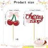 12 PCS Cherry Cupcake Toppers - Red Glitter Fruit Theme Cupcake Decorations, Baby Shower, Girls Birthday Party, Bridal Shower Cupcake Decor Supplies view 4