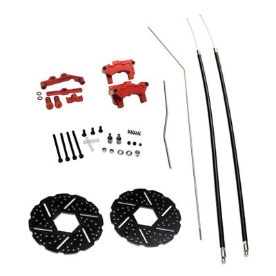 Ecoyin Rc Car Metal Front Wheel Line Wire Brake System Kit for 1/5 Hpi Rofun Rovan Km Baja 5B 5T 5SC Buggy Truck Parts (Red)