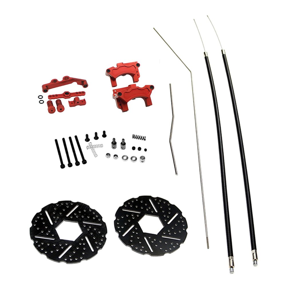 Ecoyin Rc Car Metal Front Wheel Line Wire Brake System Kit for 1/5 Hpi Rofun Rovan Km Baja 5B 5T 5SC Buggy Truck Parts (Red)