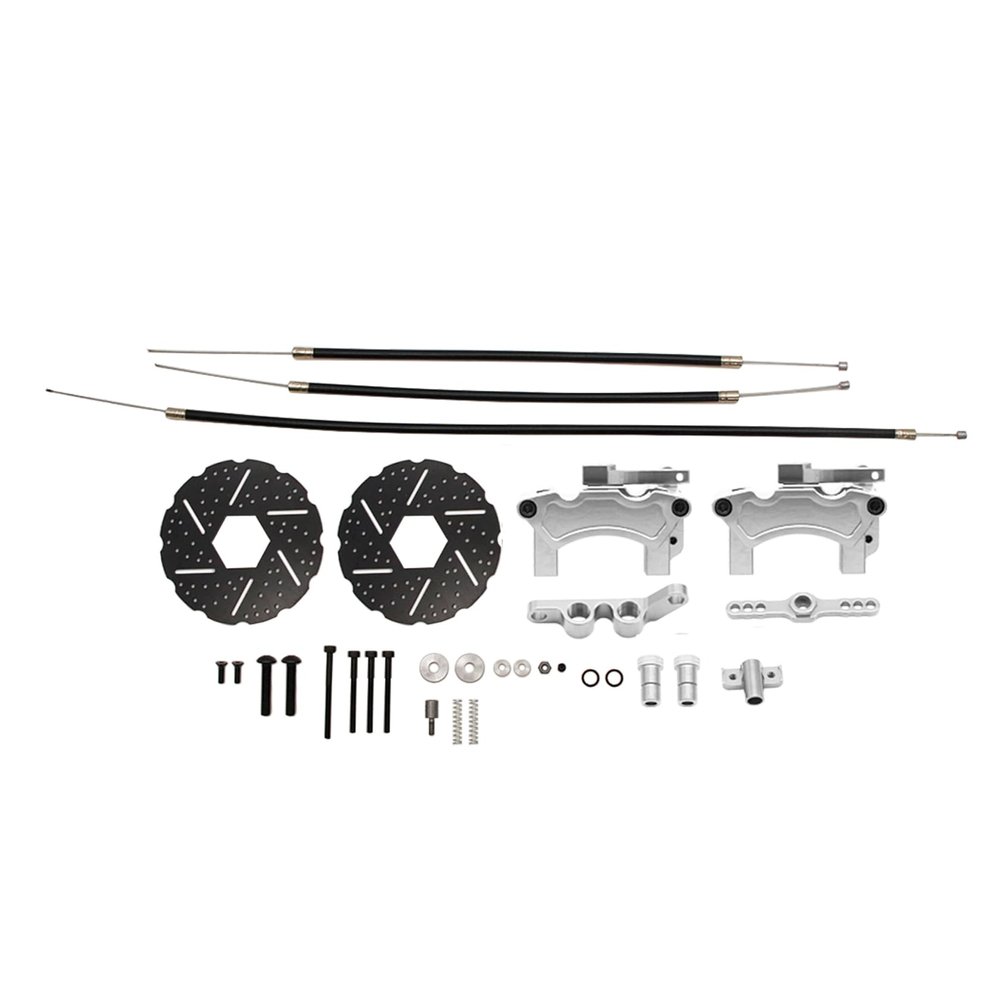 Ecoyin Rc Car Metal Rear Wheel Line Wire Brake System Kit for 1/5 Hpi Rofun Rovan Km Baja 5B 5T 5SC Buggy Truck Parts (Silver)