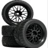 4PCS 1/10 RC On Road Tires and Wheels, Soft Rubber Touring Tires Foam Insert and Nylon Wheels with 12mm Hex Fits for 1/10 Tamiya HPS HPI KYOSHO Traxxas XV02 XV01 TT01 TT02 PTG2 A959 On Road Tyres view 1