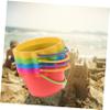 BESPORTBLE 5Pcs Beach Sand Playing Bright Plastic Sand Buckets Seaside Sandcastle Tools for Outdoor Creative Fun Random Color view 3