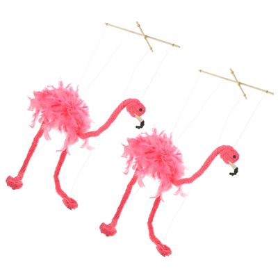Beaupretty 2pcs Plush Flamingo Marionette Puppets Lightweight Plume Material Interactive Animal String Puppets for Performances and Decorations