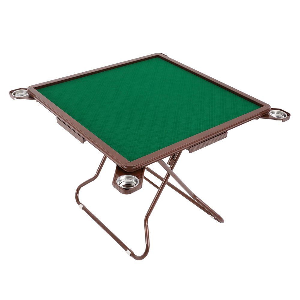 LIAUHO Mahjong Table, 34.65in 4 Player Domino Card Game Folding Table with Cup Holders and Drawers, Wear-Resistant Desktop, for Party, Camping, Picnics, Gathering, Game Nights, Gifts for Retirees