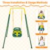4-in-1 Toddler Swing Set & Baby Jumper and Bouncer for Toddlers, Foldable Baby Swing Stand for Outdoor Indoor Play, Easy to Assemble and Store for Ages 6 Months to 10 Years Old (Dark Green) view 2