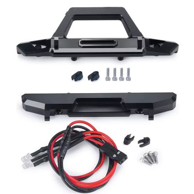 For Axial For Wrangler For SCX24 AXI00002 1/24 RC Crawler Car Metal Front Rear Bumper With Light Truck Model Upgrade Parts RC Parts(Front Rear)