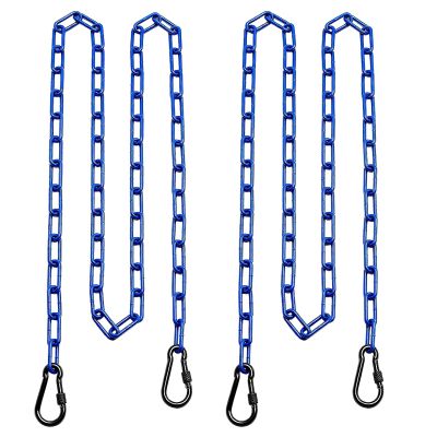 2 Swing Chains Heavy Duty (63") Fully Plastic Coated with 4 Free Quick Links Anti-Rust Iron Link Chains for Playground Kids Tree Swing Seat Accessories and Replacement (Blue)