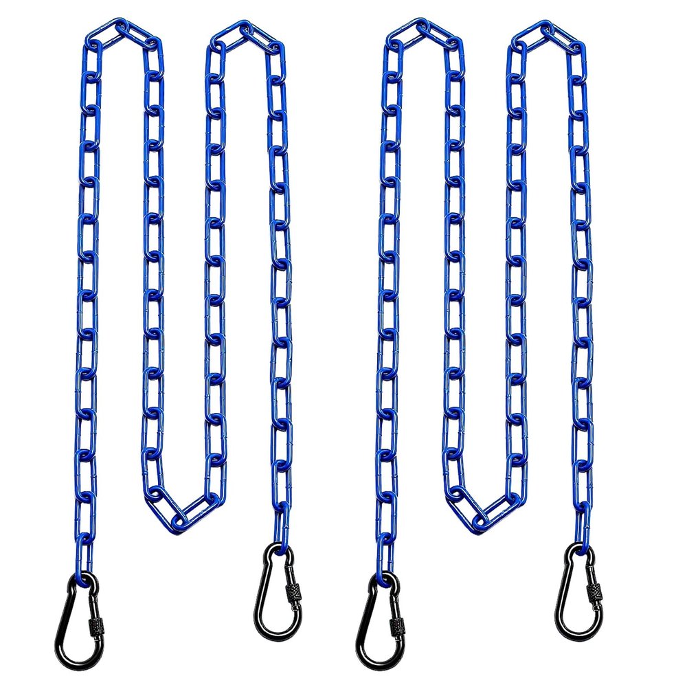 2 Swing Chains Heavy Duty (63") Fully Plastic Coated with 4 Free Quick Links Anti-Rust Iron Link Chains for Playground Kids Tree Swing Seat Accessories and Replacement (Blue)