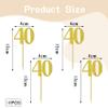 10 PCS Gold Glitter Number 40 Cupcake Toppers  40th Birthday Cupcake Decorations for Anniversary or Birthday Party Cupcake Decor Supplies view 4