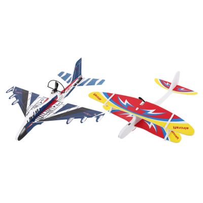 Abaodam 2pcs USB Rechargeable Glider Plane with Lights Hand Throwing Airplane Model for Safe Foam Material Smooth Design Outdoor Educational Flying for Boys