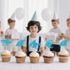 12 PCS Blue Glitter Shark Cupcake Toppers - Ocean Theme Cupcake Decorations for Baby Shower & Birthday Parties, Boy & Girl Party Cupcake Decor Supplies view 3