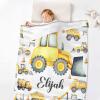 Custom Construction Truck Blanket,Personalized Baby Construction Truck Blanket,Soft Cozy Personalized Baby Gifts for Christmas Birthday Infant Newborn Shower,60"x80"-Queen Size for Adults view 2