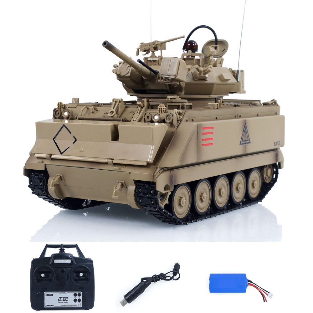 wheelfun TD 1/16 RC Military Tank M2412-A M113A1 MRV 320 Turret Rotary Barrel Recoil Elevation Infrared Driving Wheel Idlers Gearbox Hobby Grade Model for Adult Hobby