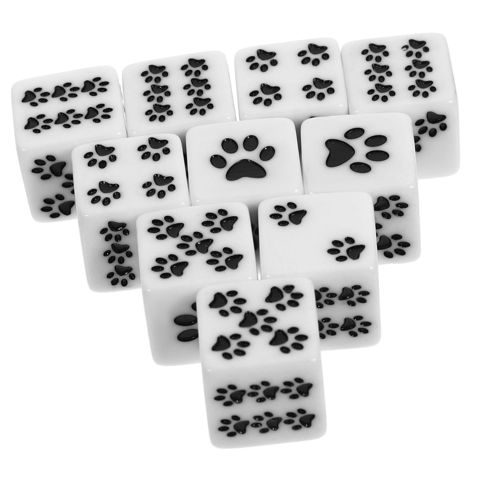 BESPORTBLE 10pcs Resin Cartoon Paw Pattern Dice Replacement Game Props for Board Games Party Fun Lightweight for Bars Family Gatherings