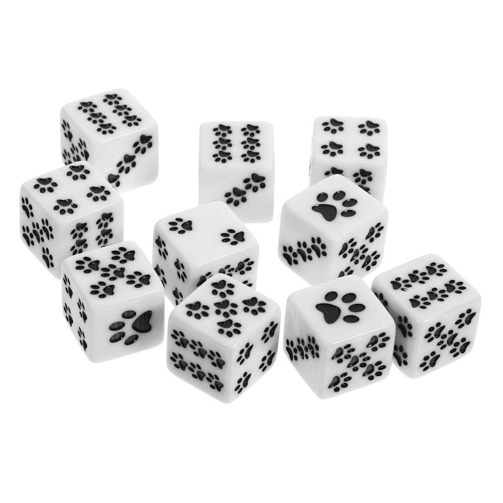 BESPORTBLE 10pcs Resin Game Dice with Cartoon Pattern Small Replacement Dice for Board Games Party Props for Family Gatherings and Bars