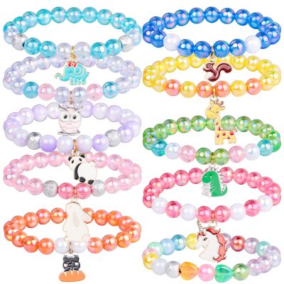 Alomois 10pcs Girls Bracelet for Teen Animal Beaded Bracelets Girls Jewelry Set for Goodies Bag Stuffers Fillers Birthday Party Favors