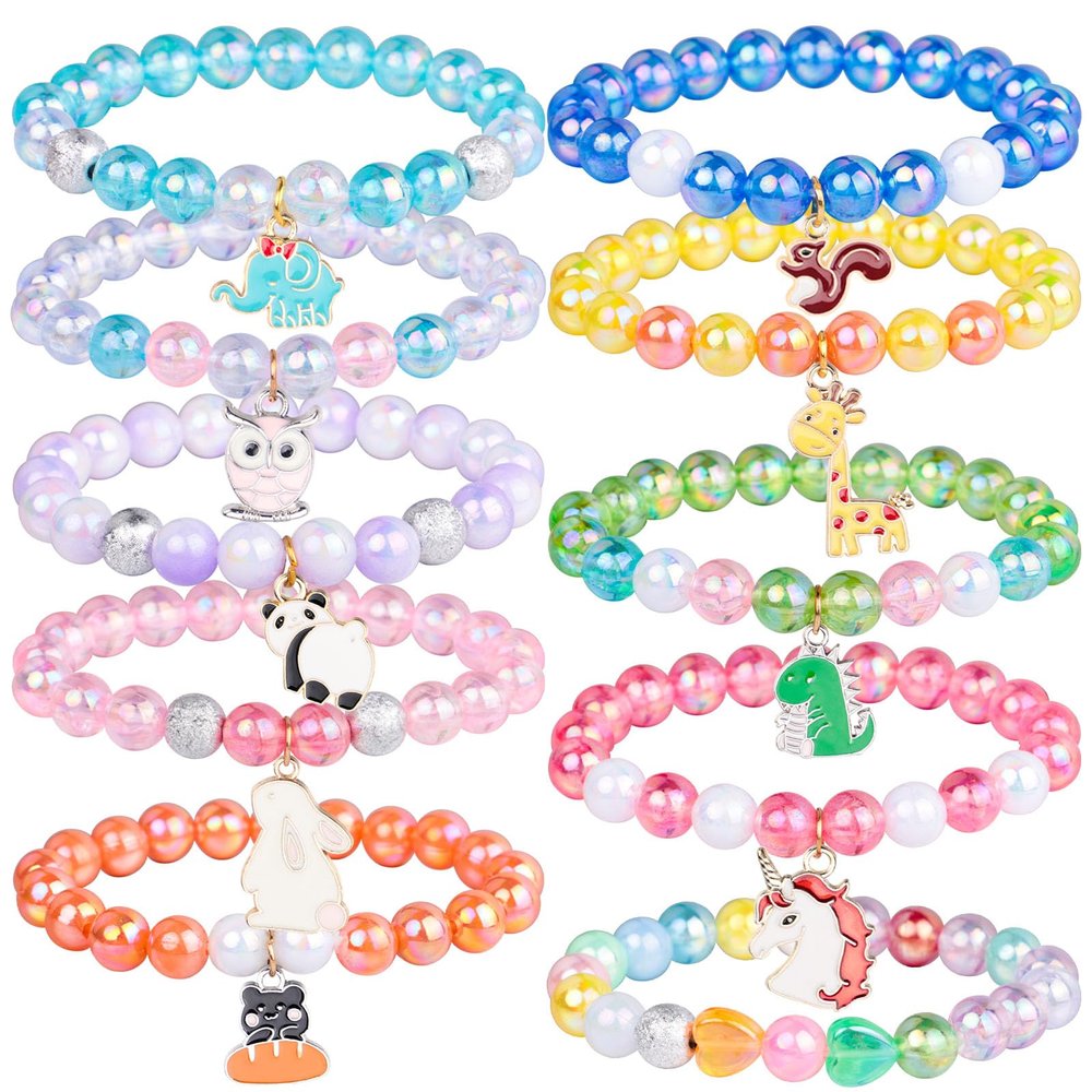 Alomois 10pcs Girls Bracelet for Teen Animal Beaded Bracelets Girls Jewelry Set for Goodies Bag Stuffers Fillers Birthday Party Favors