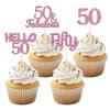 12 PCS Rose Gold Glitter 50th Birthday Cupcake Topper, Cheers to 50 Years Old for Birthday Cupcake Decoration for Happy 50th Birthday/Anniversary Party Cupcake Decorations Supplies view 1