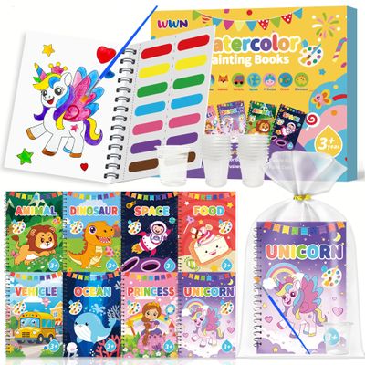 24 Water Coloring Books Party Favors: Bulk Mini Kids Birthday Favor, Goodie Bag Stuffers, Art & Crafts Classroom Prizes, Paint Activities School Toys, Halloween & Christmas Return Gifts for Ages 4-8