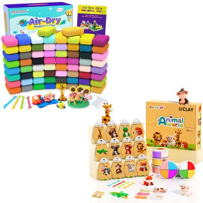 Aestd-ST Air Dry Clay 66 Colors & Air Dry Clay Kit - Animal Theme