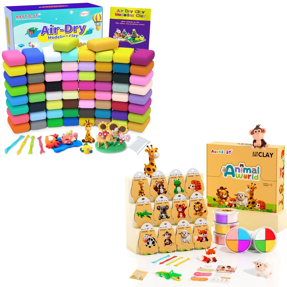 Aestd-ST Air Dry Clay 66 Colors & Air Dry Clay Kit - Animal Theme