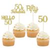 12 PCS Gold Glitter 50th Birthday Cupcake Topper, Cheers to 50 Years Old for Birthday Cupcake Decoration for Happy 50th Birthday/Anniversary Party Cupcake Decorations Supplies view 1