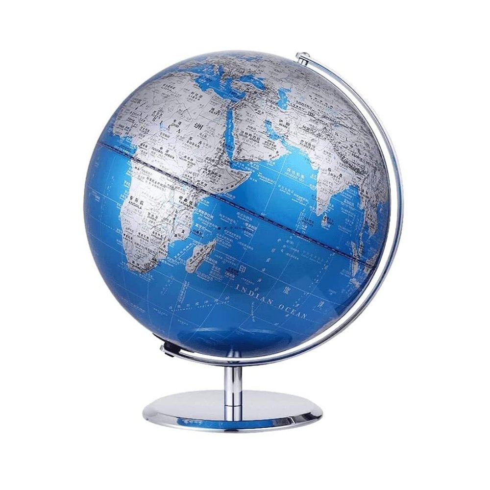 32cm Educational World Globe with Metal Base, 360 Rotating, Clear Map, Bilingual Design for Home/Office(20cm Diameter)