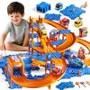 KIZONLY Puzzle Racer Kids Car Track Set, 4-Tier Race Tracks for Kids Ages 3-5 with 3 Cars, Traffic Parts, Trucks for Toddlers 2-4 Years, Floor Puzzle Tracks Car Gift for Boys Girls 3 4 5 Year Old view 1