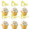 12 PCS Gold One Cupcake Toppers, Glitter 1st Birthday Party Cupcake Decoration Suitable for Baby Shower Boys Girls Birthday Parties Cupcake Decorations Supplies view 1