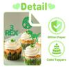 12 Pack Glitter Dinosaur Cupcake Toppers - Green 3 Rex Dinosaur Cupcake Picks for Dinosaur Themed Baby Showers and Three Year Birthday Party Cake Decorations. view 4