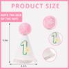 PQQIEE First Birthday Party Hat for Girl, White Glitter Cone with Pink Pom Pom, Daisy Design, 5.5x3.1 Inch, Boho Style (Gold-3) view 2