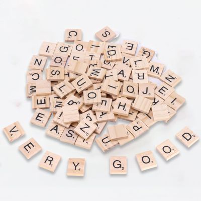 100 PCS Wood Letter Tiles Wooden Tiles