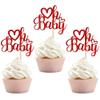 12 PCS Oh Baby Cupcake Topper with Red Glitter Love Cupcake Decoration for Valentine's Day Baby Shower Kids Birthday Party Cake Decorating Supplies view 1